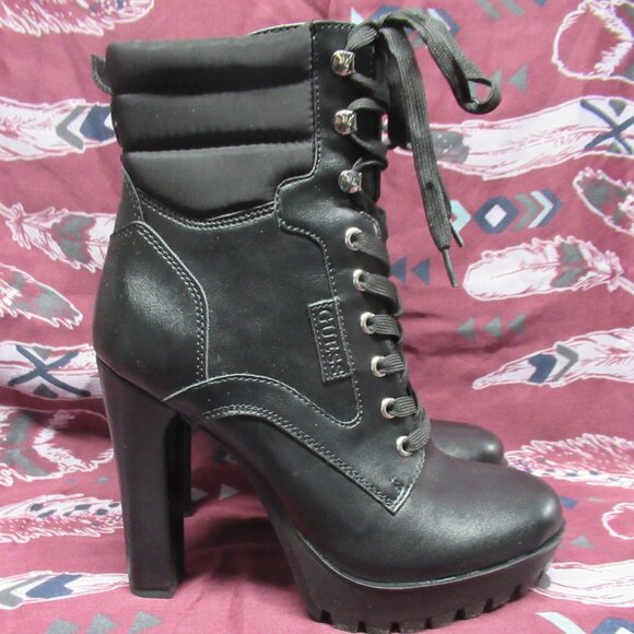 Talore Guess High Heel Combat Bootie Sz9 - Picture 1 of 13